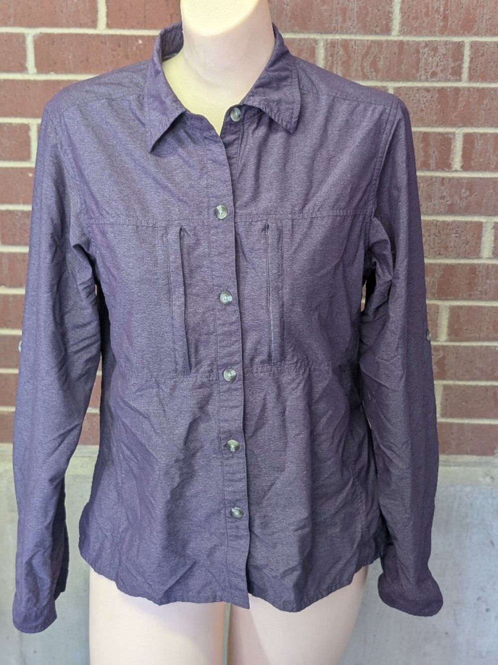 ExOfficio Women's M Blue Vented Performance Shirt Hiking Fishing Travel Medium